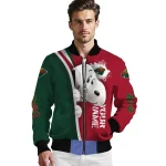 personalized minnesota wild snoopy head red bomber jacket best selling