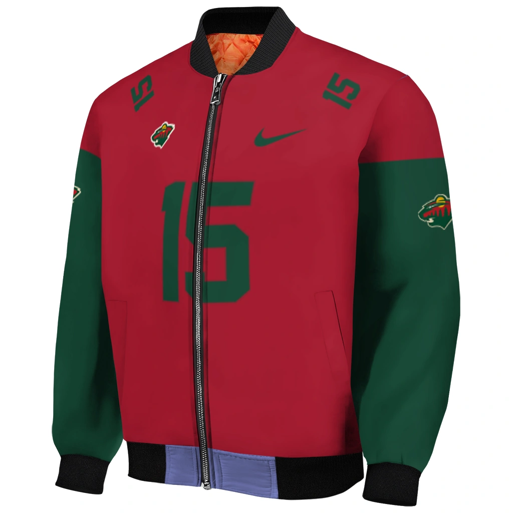 personalized minnesota wild team patch red bomber jacket fashion forward personalized minnesota wild team patch red bomber jacket fashion forward