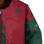 personalized minnesota wild team patch red bomber jacket best selling