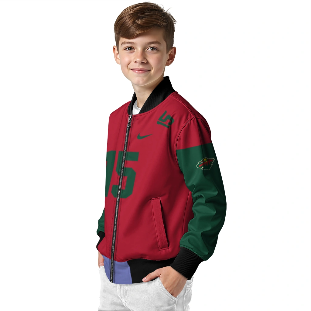 personalized minnesota wild team patch red bomber jacket trendy personalized minnesota wild team patch red bomber jacket trendy