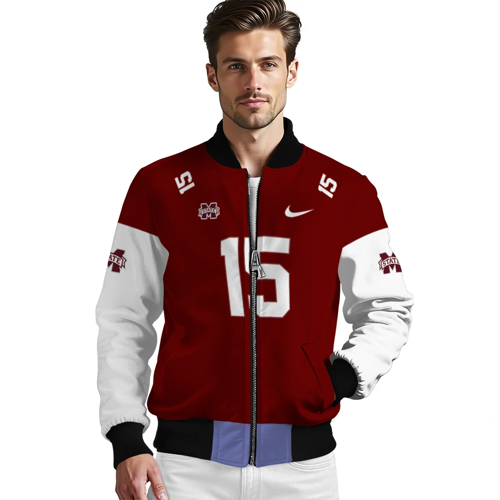 personalized mississippi state bulldogs team patch maroon bomber jacket high quality personalized mississippi state bulldogs team patch maroon bomber jacket high quality