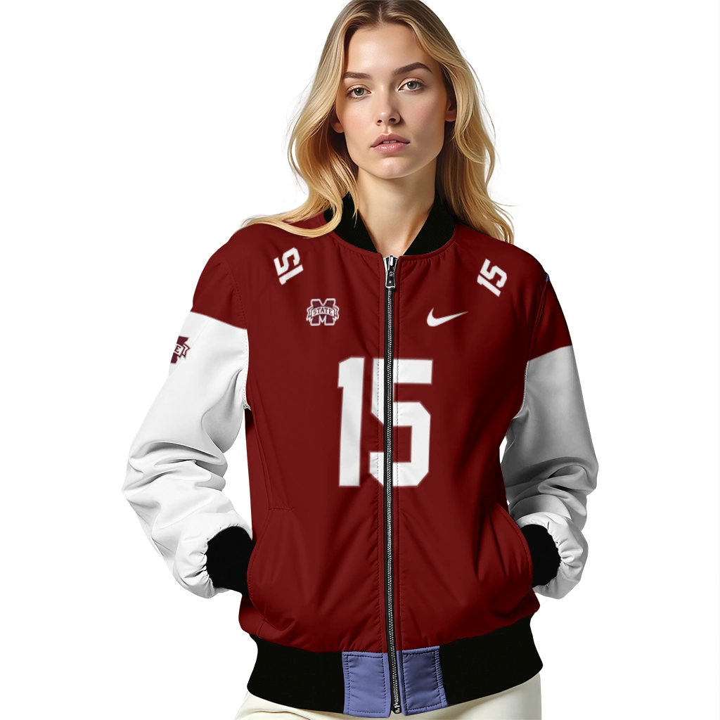 personalized mississippi state bulldogs team patch maroon bomber jacket latest model personalized mississippi state bulldogs team patch maroon bomber jacket latest model