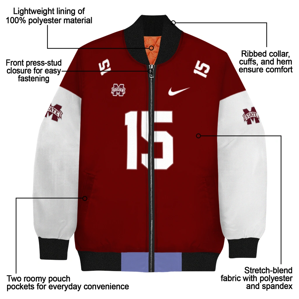 personalized mississippi state bulldogs team patch maroon bomber jacket new arrival personalized mississippi state bulldogs team patch maroon bomber jacket new arrival