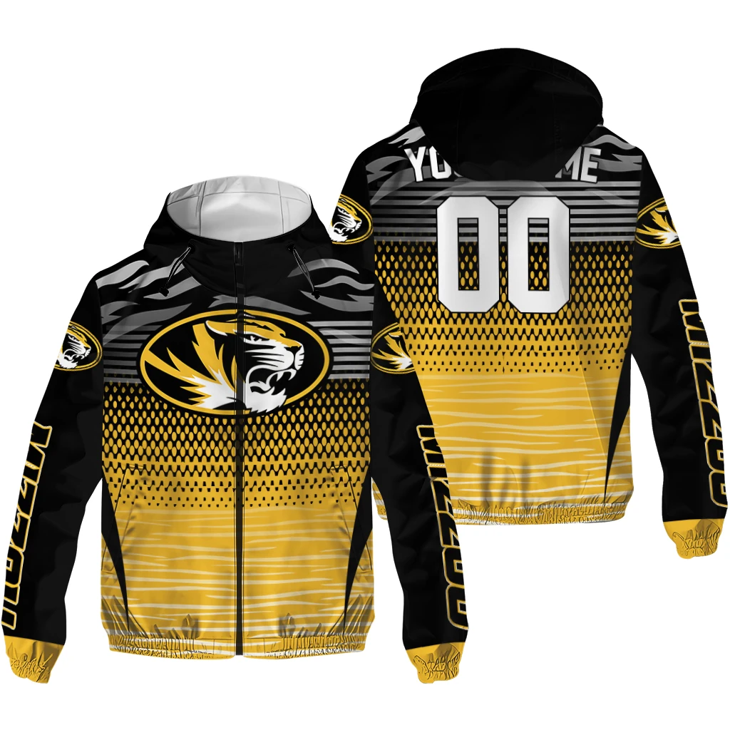 personalized missouri tigers pattern layers black windbreaker jacket high quality personalized missouri tigers pattern layers black windbreaker jacket high quality