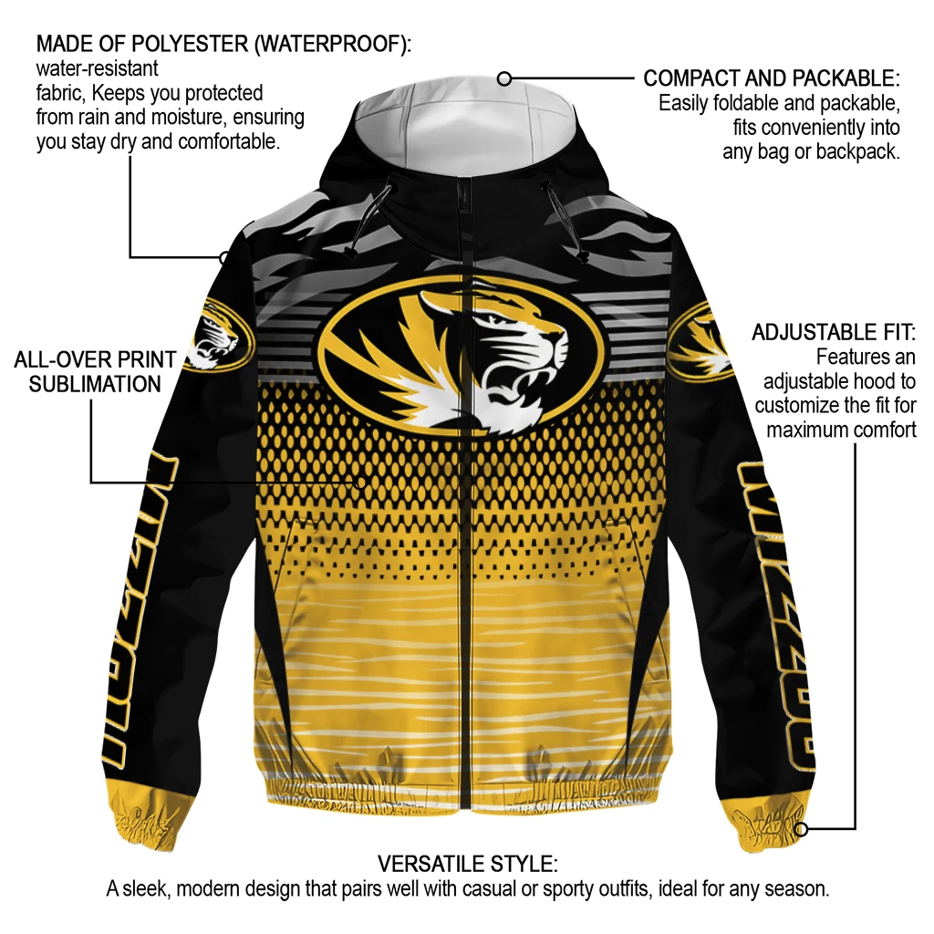 personalized missouri tigers pattern layers black windbreaker jacket new arrival personalized missouri tigers pattern layers black windbreaker jacket new arrival
