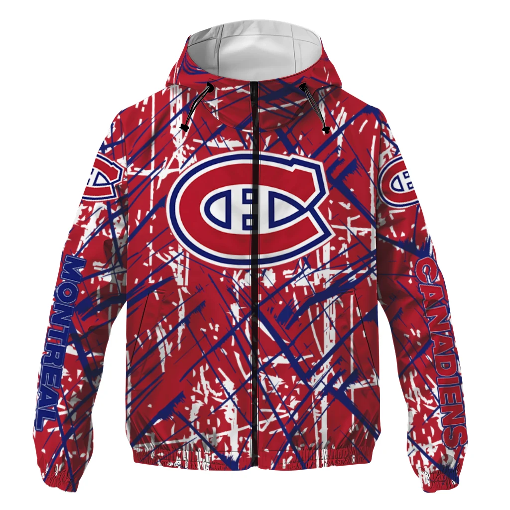 personalized montreal canadiens brushstroke pattern red windbreaker jacket best selling personalized montreal canadiens brushstroke pattern red windbreaker jacket best selling
