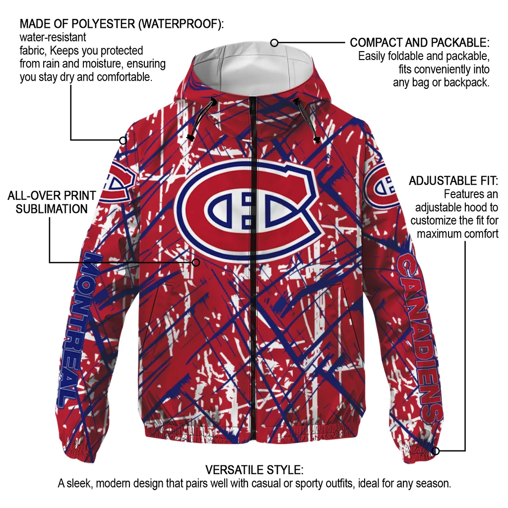 personalized montreal canadiens brushstroke pattern red windbreaker jacket new arrival personalized montreal canadiens brushstroke pattern red windbreaker jacket new arrival