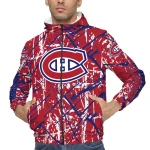 personalized montreal canadiens brushstroke pattern red windbreaker jacket best selling