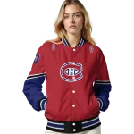 personalized montreal canadiens chevron style red varsity jacket best selling