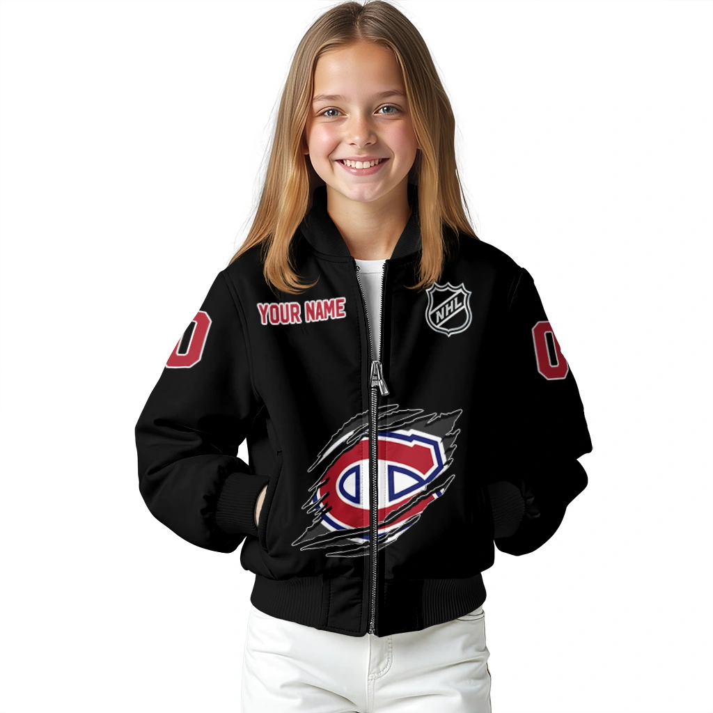 personalized montreal canadiens claw cut black bomber jacket top rated personalized montreal canadiens claw cut black bomber jacket top rated