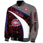 personalized montreal canadiens electric flash red varsity jacket best selling