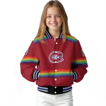 personalized montreal canadiens rainbow jersey number red varsity jacket best selling