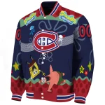 personalized montreal canadiens spongebob playtime red blue varsity jacket best selling