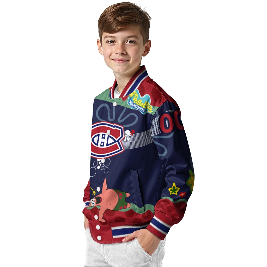 personalized montreal canadiens spongebob playtime red blue varsity jacket trendy personalized montreal canadiens spongebob playtime red blue varsity jacket trendy