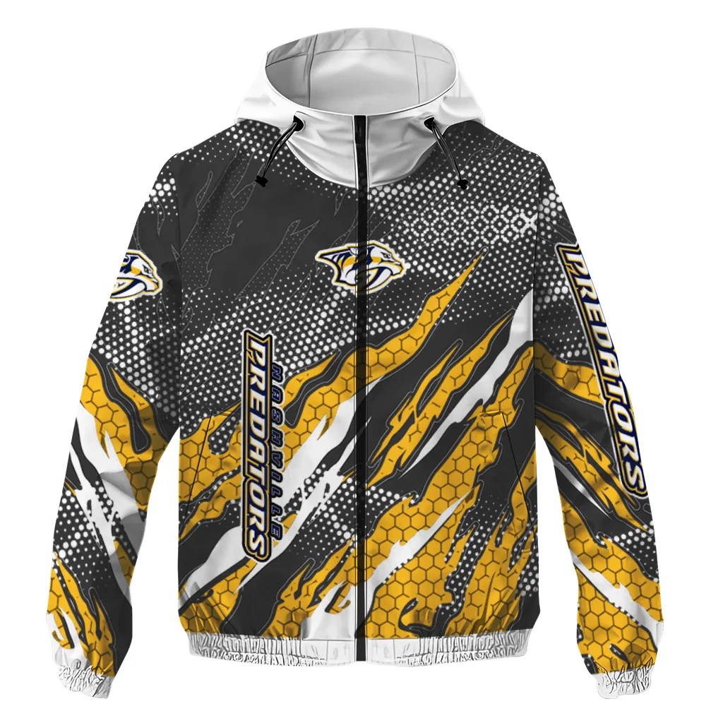 personalized nashville predators claw mesh gold gray windbreaker jacket best selling personalized nashville predators claw mesh gold gray windbreaker jacket best selling