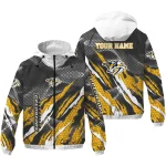 personalized nashville predators claw mesh gold gray windbreaker jacket best selling