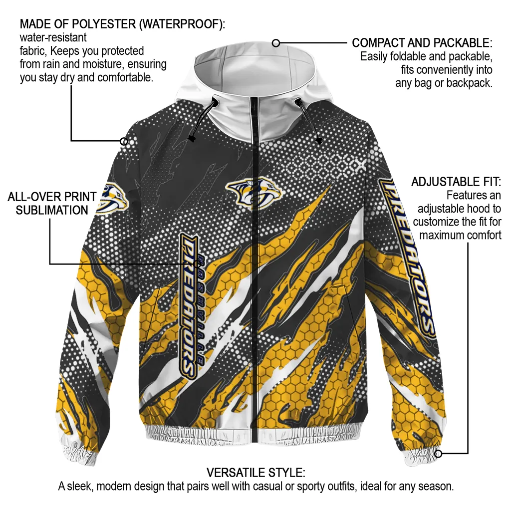 personalized nashville predators claw mesh gold gray windbreaker jacket new arrival personalized nashville predators claw mesh gold gray windbreaker jacket new arrival