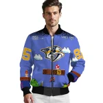 personalized nashville predators mario blocks blue black bomber jacket best selling