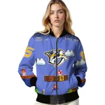 personalized nashville predators mario blocks blue black bomber jacket best selling