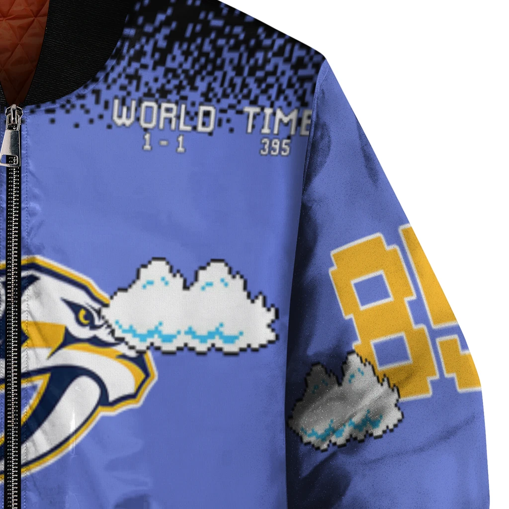 personalized nashville predators mario blocks blue black bomber jacket premium grade personalized nashville predators mario blocks blue black bomber jacket premium grade