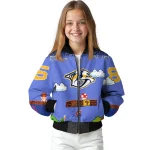 personalized nashville predators mario blocks blue black bomber jacket best selling