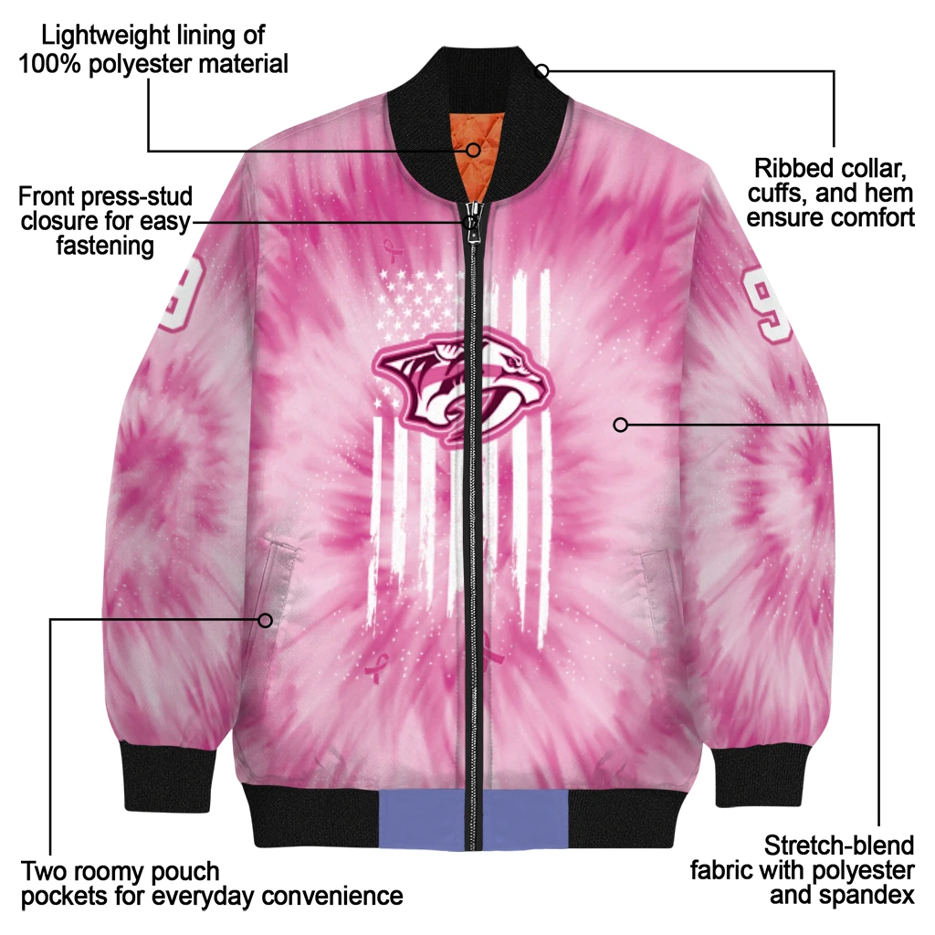 personalized nashville predators pink tie dye pink bomber jacket new arrival personalized nashville predators pink tie dye pink bomber jacket new arrival