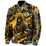 personalized nashville predators skull horde gold varsity jacket best selling