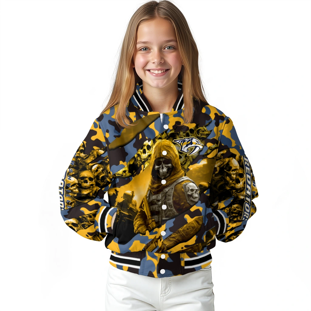 personalized nashville predators skull horde gold varsity jacket top rated personalized nashville predators skull horde gold varsity jacket top rated