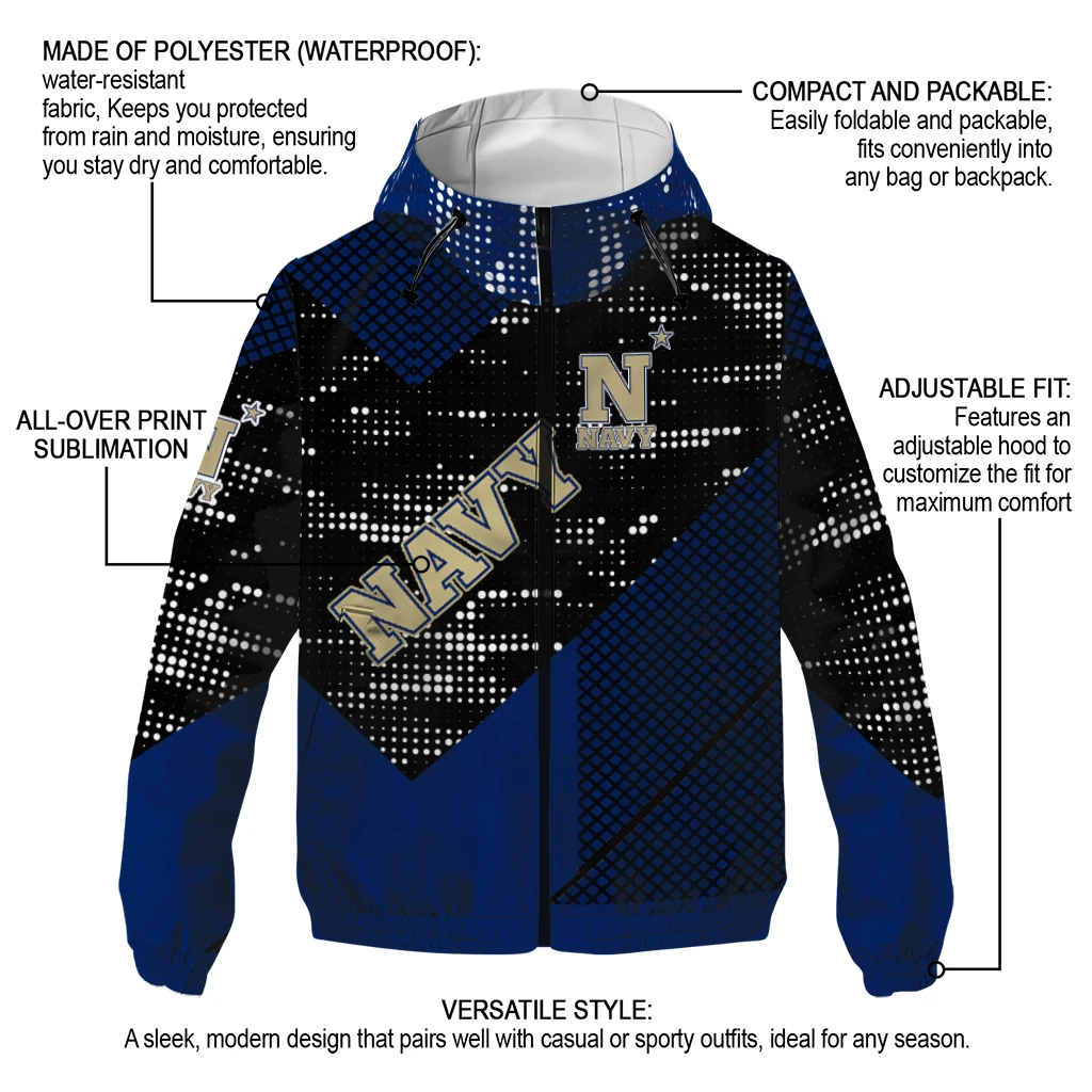 personalized navy midshipmen arrow matrix blue black windbreaker jacket new arrival personalized navy midshipmen arrow matrix blue black windbreaker jacket new arrival