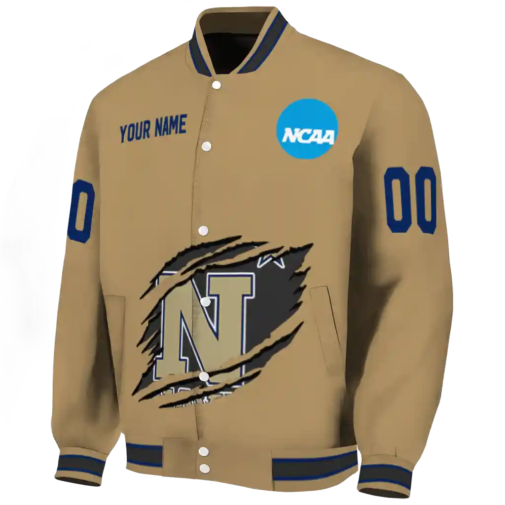 personalized navy midshipmen claw effect beige varsity jacket best selling personalized navy midshipmen claw effect beige varsity jacket best selling