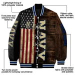 personalized navy midshipmen flag wood brown varsity jacket best selling