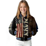 personalized navy midshipmen flag wood brown varsity jacket best selling