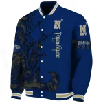 personalized navy midshipmen tribal deer art blue varsity jacket best selling