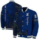 personalized navy midshipmen tribal deer art blue varsity jacket best selling