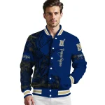 personalized navy midshipmen tribal deer art blue varsity jacket best selling