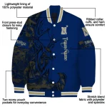 personalized navy midshipmen tribal deer art blue varsity jacket best selling
