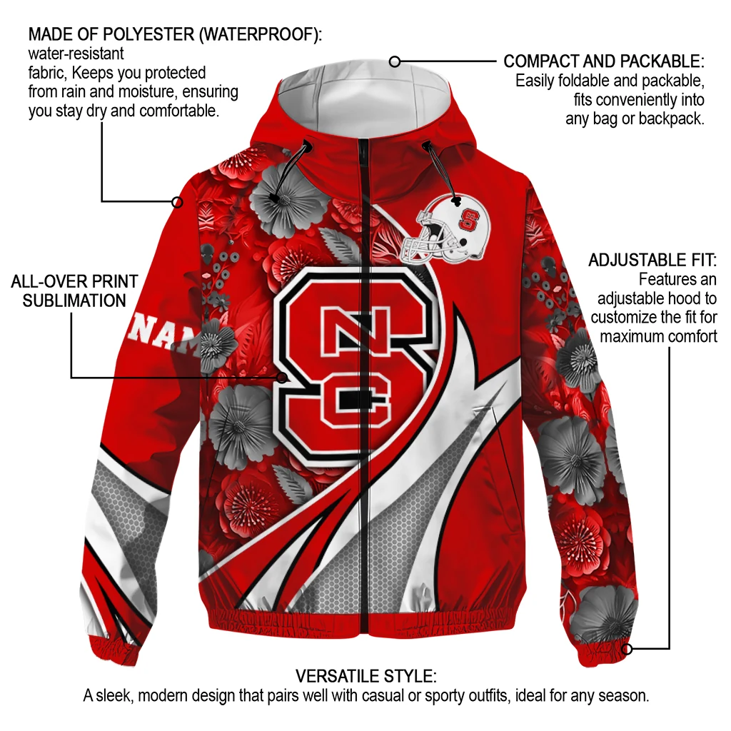 personalized nc state wolfpack blossoms helmet red windbreaker jacket new arrival personalized nc state wolfpack blossoms helmet red windbreaker jacket new arrival