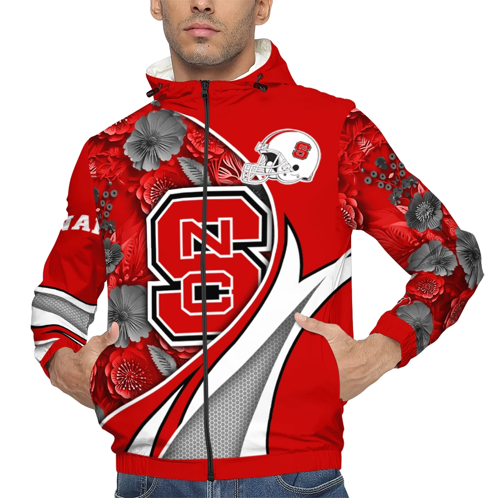 personalized nc state wolfpack blossoms helmet red windbreaker jacket top rated personalized nc state wolfpack blossoms helmet red windbreaker jacket top rated