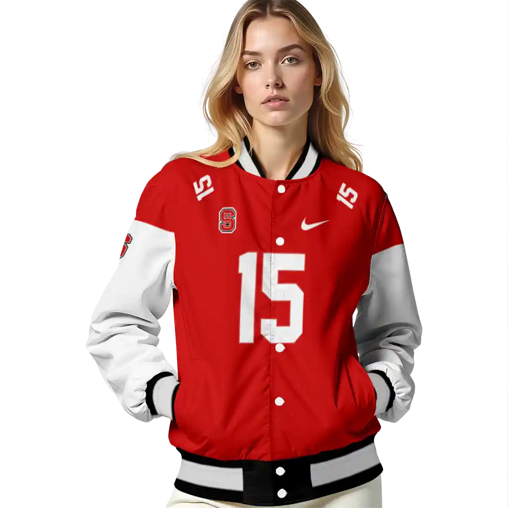 personalized nc state wolfpack team patch red varsity jacket latest model personalized nc state wolfpack team patch red varsity jacket latest model