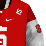 personalized nc state wolfpack team patch red varsity jacket best selling