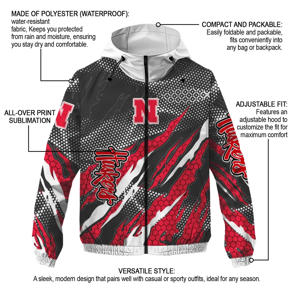 personalized nebraska cornhuskers claw mesh red gray windbreaker jacket new arrival personalized nebraska cornhuskers claw mesh red gray windbreaker jacket new arrival