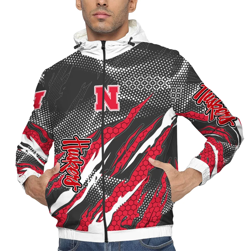 personalized nebraska cornhuskers claw mesh red gray windbreaker jacket top rated personalized nebraska cornhuskers claw mesh red gray windbreaker jacket top rated