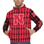 personalized nebraska cornhuskers lightning strike grid red windbreaker jacket best selling