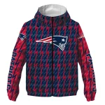 personalized new england patriots lightning strike grid blue windbreaker jacket best selling