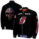 personalized new jersey devils american flag skull black bomber jacket best selling
