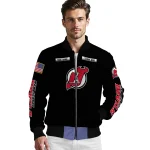 personalized new jersey devils american flag skull black bomber jacket best selling