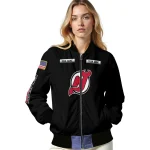 personalized new jersey devils american flag skull black bomber jacket best selling