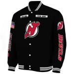 personalized new jersey devils american flag skull black varsity jacket best selling