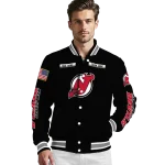 personalized new jersey devils american flag skull black varsity jacket best selling