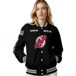 personalized new jersey devils american flag skull black varsity jacket best selling